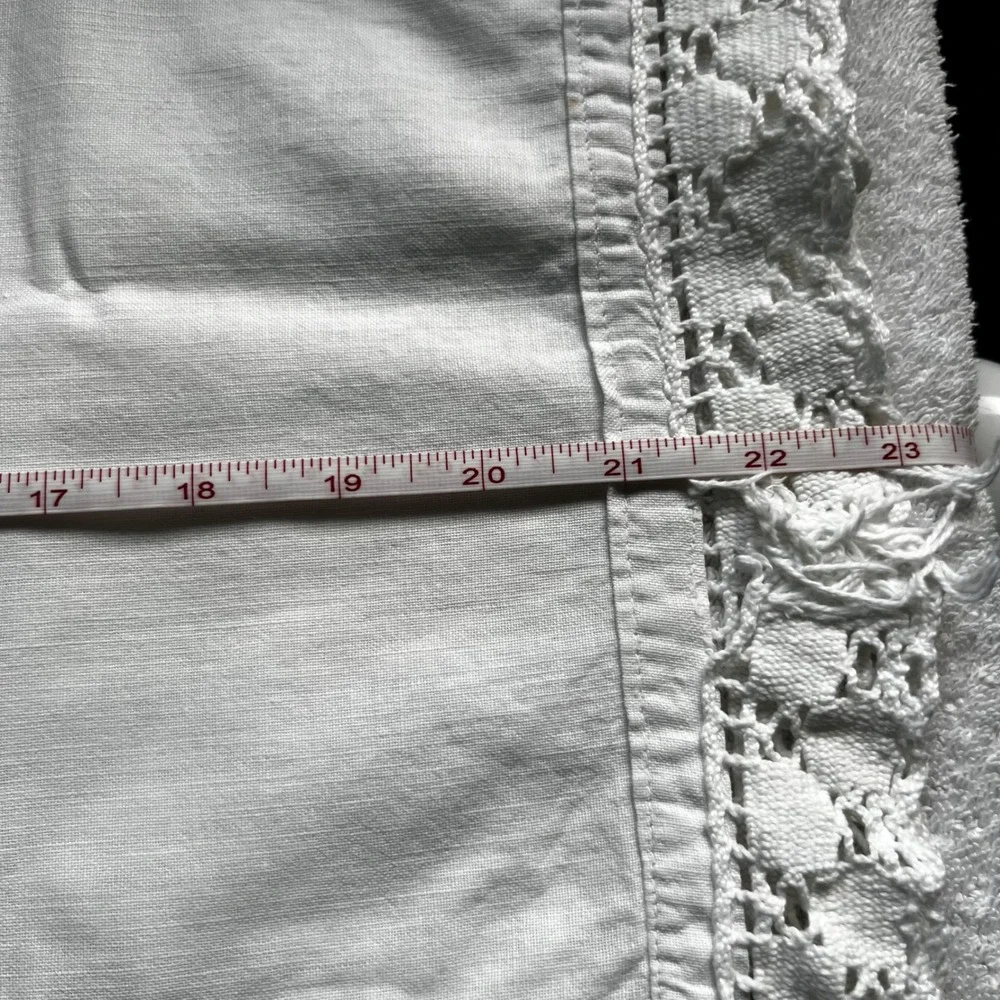 Vintage 3pc Table Linens White Hand Embroidered Lace Monogram M Floral Victorian